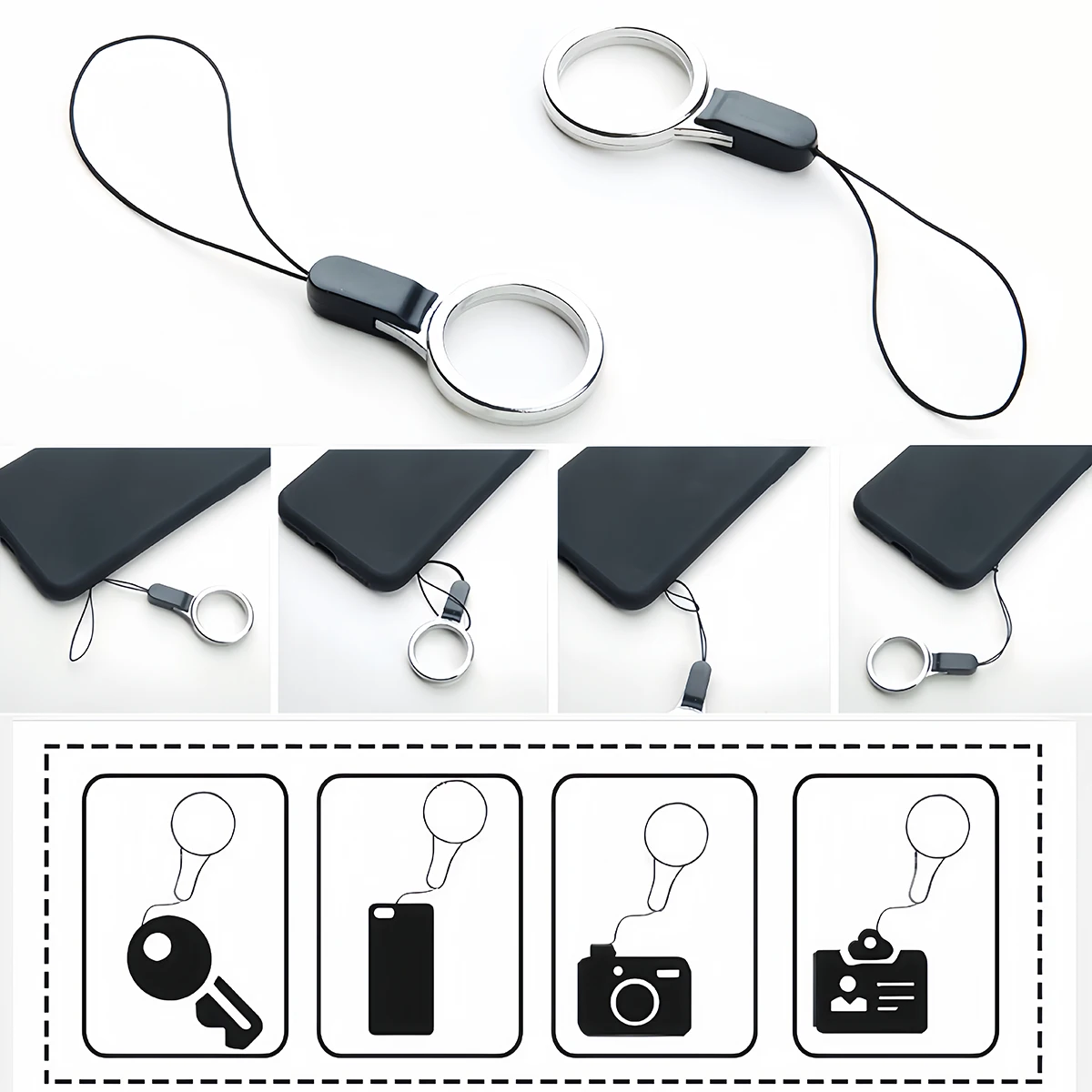 20/50Pcs Lanyard Lariat Cords Finger Ring Rope Keychains Hook Mobile Phone Strap Pendant Charms Keyring Bag Accessories Key Ring image 2