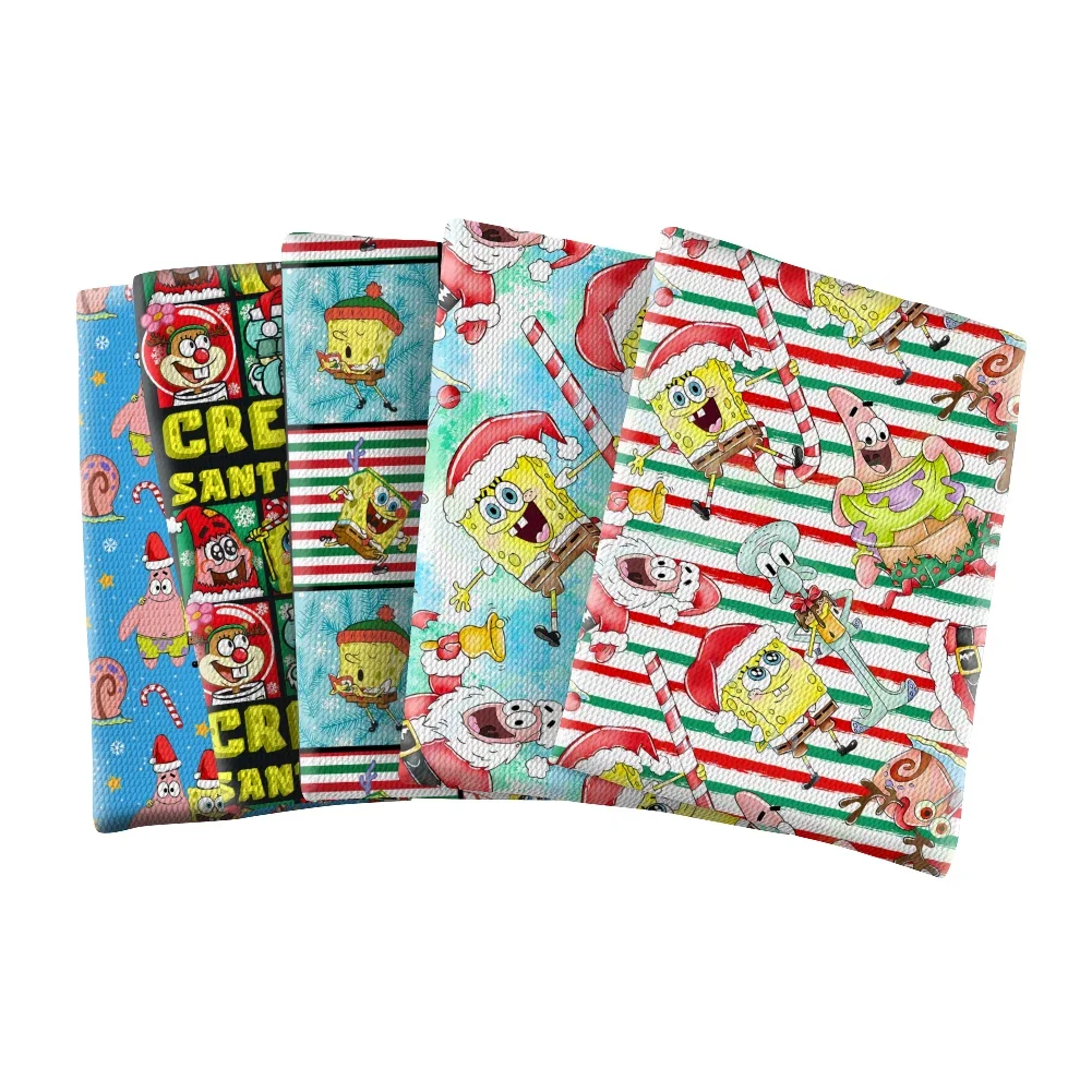 קריקטורות נושא חג המולד ספוגי ספונגבוב עיצוב קליע מודפס קליע טקסטורה ליברpool patchwork רקמות ילדים טקסטיל הביתה