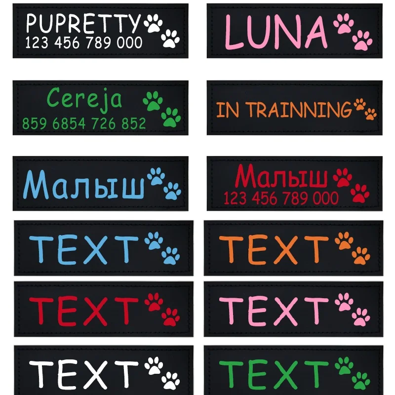 2 PCS Personalized Dog Name Tag 6 Colors Pet Harness Custom Labels Removed Stickers ID Dog Chest Strap Vest Collar Tag