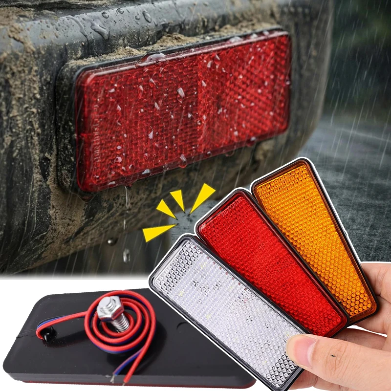 12-15V Motorcycle Red White Yellow LED Reflector Rear Tail Brake Stop Warning Side Marker Light for Jeep Truck Trailer Scooter