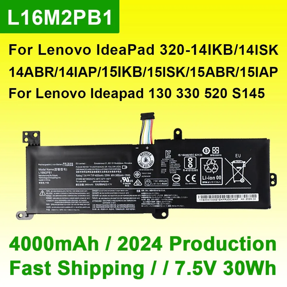 L16M2PB1 Laptop Battery For Lenovo IdeaPad 130 320 330 520 S145 15IKB 15ISK 15ABR 15AST 14IKB L16L2PB1 L16S2PB2 L16M2PB2 30Wh