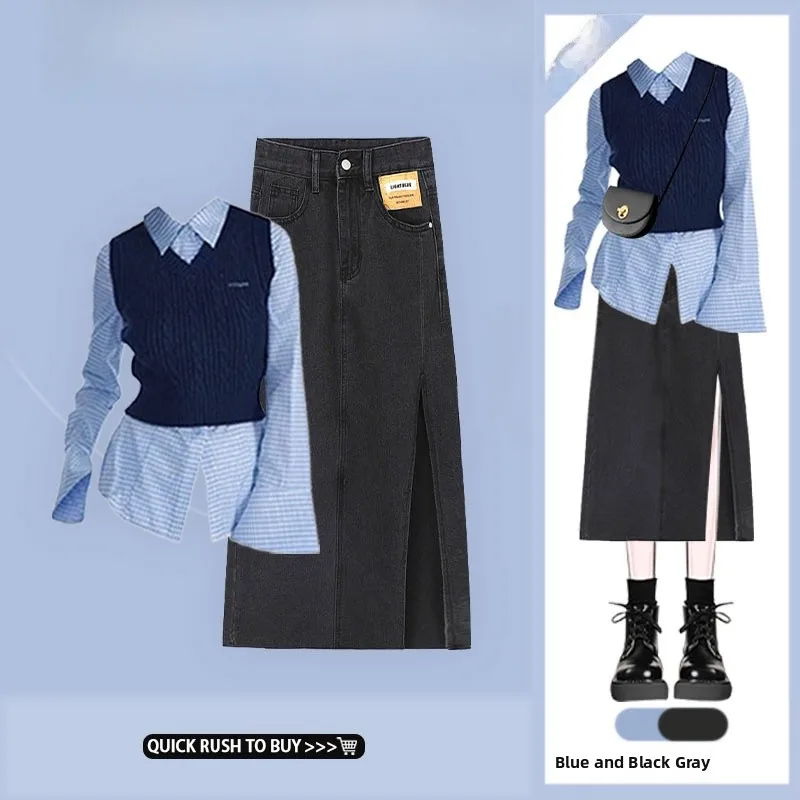 

Комплект из двух предметов: полосатая футболка с длинным рукавом и винтажная многослойная юбка из серии Salt для ранней осени. Женская мода.