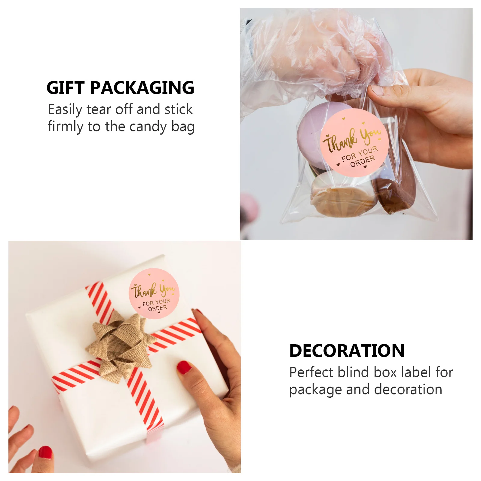 

500Pcs Thank You Stickers Round Business Labels Mailing Envelope Seals Gift Packaging Label Decals Gift Label Thank You Decal