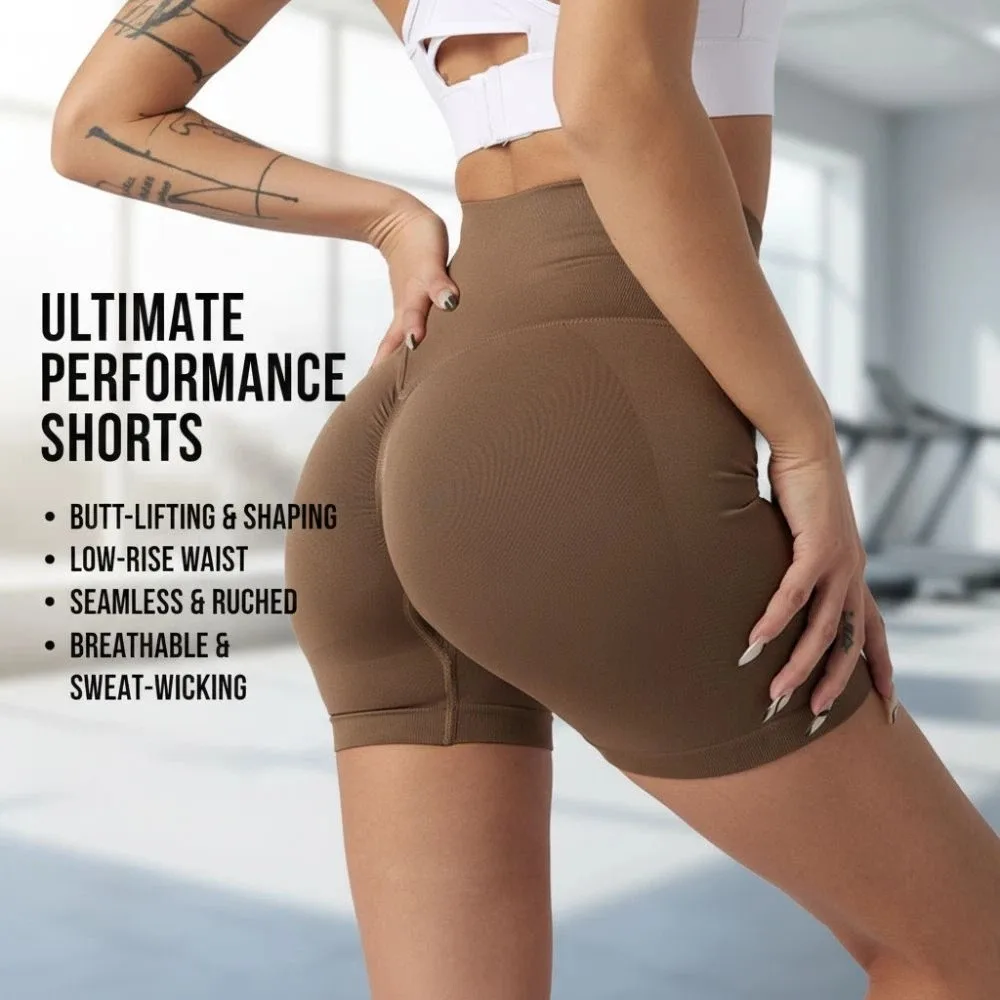 

Женские шорты для фитнеса с подтяжкой ягодиц, бесшовные шорты с низкой талией, дышащие шорты для йоги, впитывающие пот