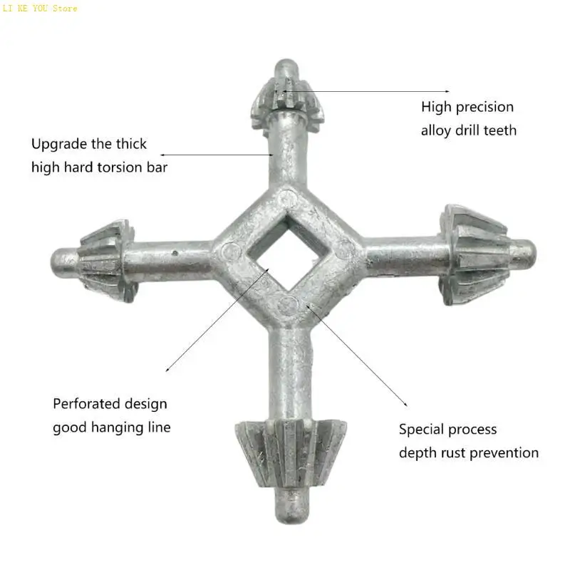 W3JE Functional Four Headed Tool Portable 4 in 1 Wrench Tool With Zinc Alloy Heads For Everyday Use