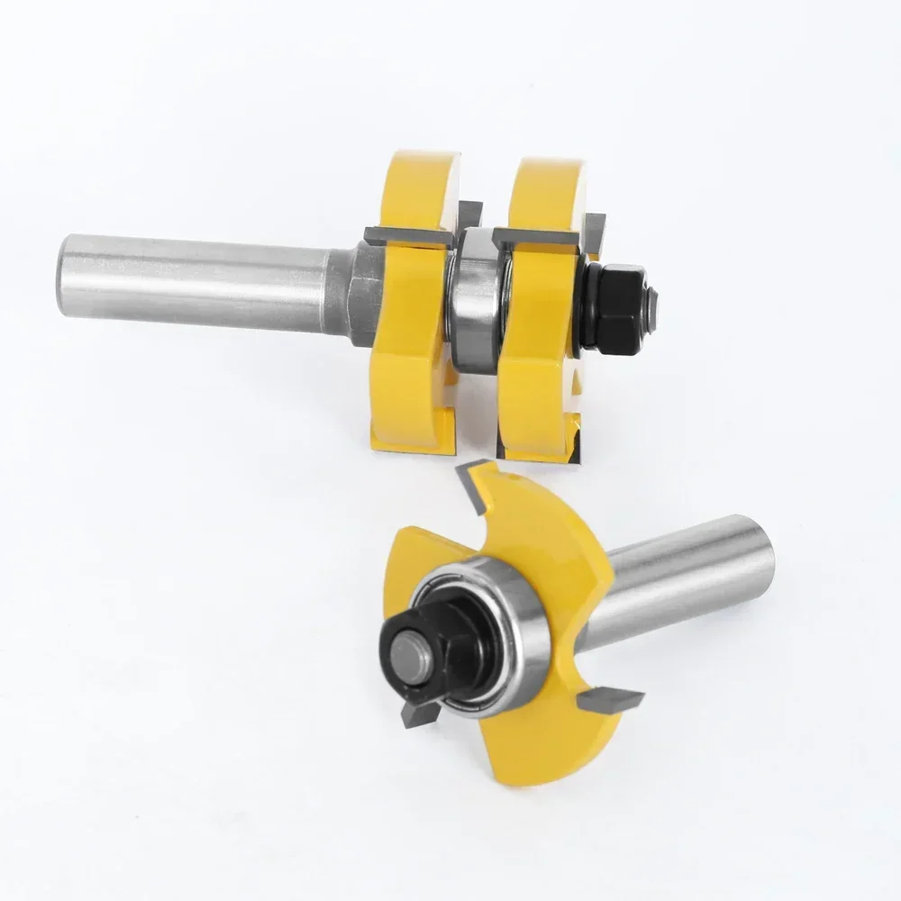 2 قطعة 12 مللي متر 1/2 عرقوب لسان القاطع الطابق الخشب بت T نوع الأخدود واللسان راوتر بت 3 الأسنان قاطعة المطحنة للخشب