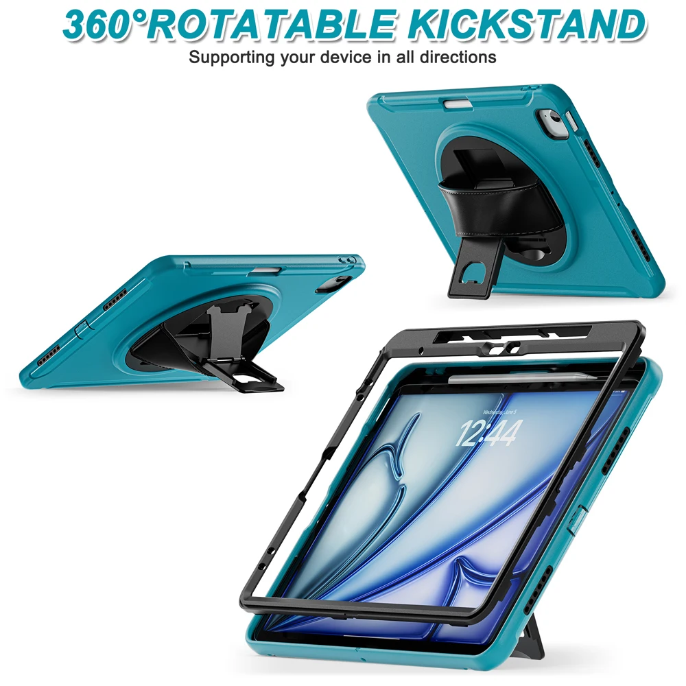 حافظات لجهاز iPad Air13 Air 13 2025 2024 M2 M3 حافظة iPad Pro 12.9 5th 6th 4th 3rd A2379 غطاء دوار بحزام اليد PC Shell #6