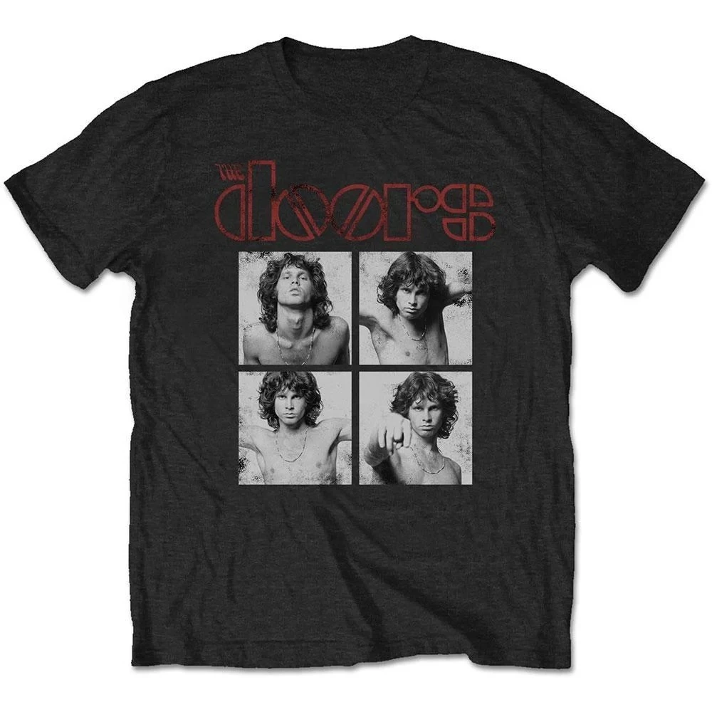The Doors Jim Morrison Portrait Print 100%Cotton Vintage T-Shirt Psychedelic Rock Streetwear Unisex Crew Neck Short Sleeve Tee