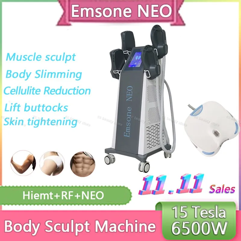 

Portable RF EMS Body Sculpting Machine 200hz Emsone NEO 15 Tesla 6500W Hiemt Weight Muscle Stimulation Nova Lift Hips Device