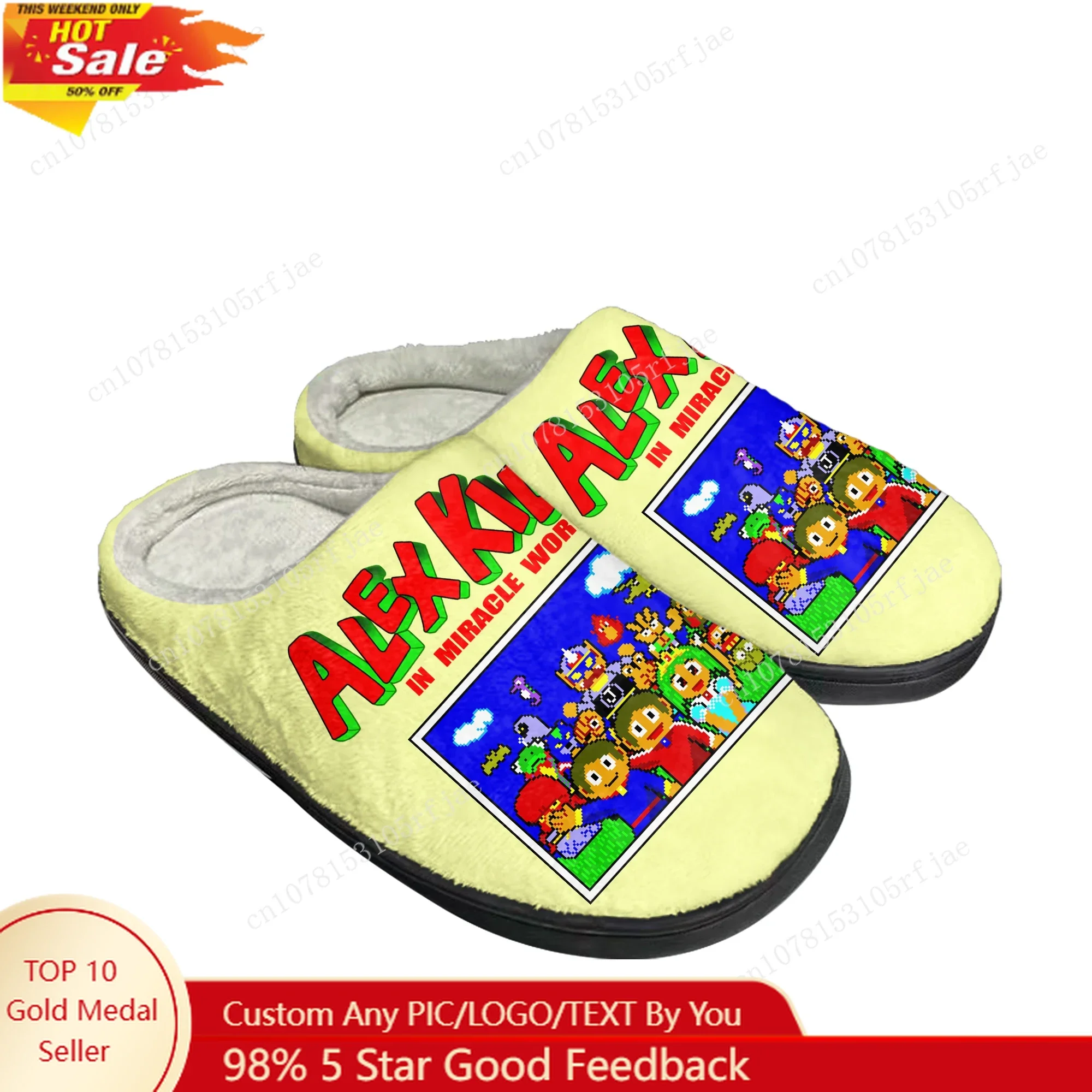 

Alex Kidd Home Cotton Slippers Cartoon Game Men Women Teenager Fashion Plush Bedroom Casual Keep Warm Shoes Tailor Made Slipper