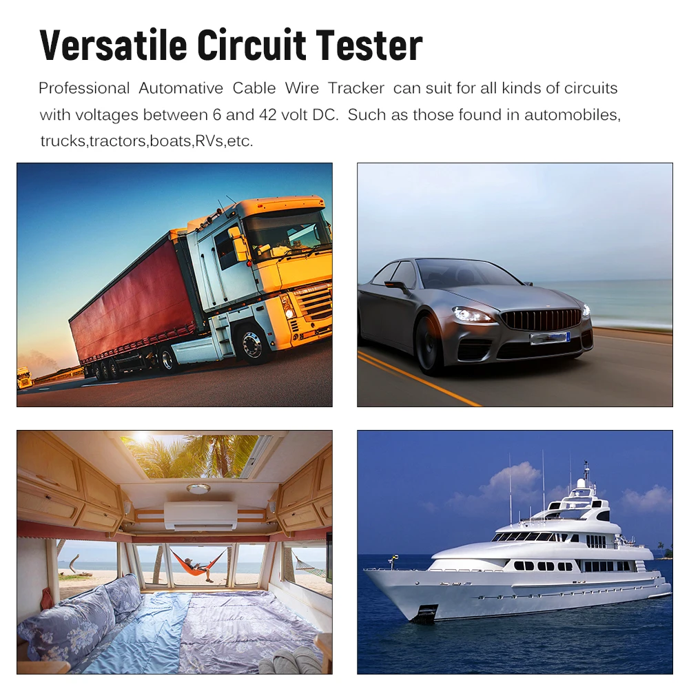 Automotive Cable Tracker: 6-42V Voltage Range High-Capacity for Versatile Circuit Tester - Accurate Short and Open Circuit