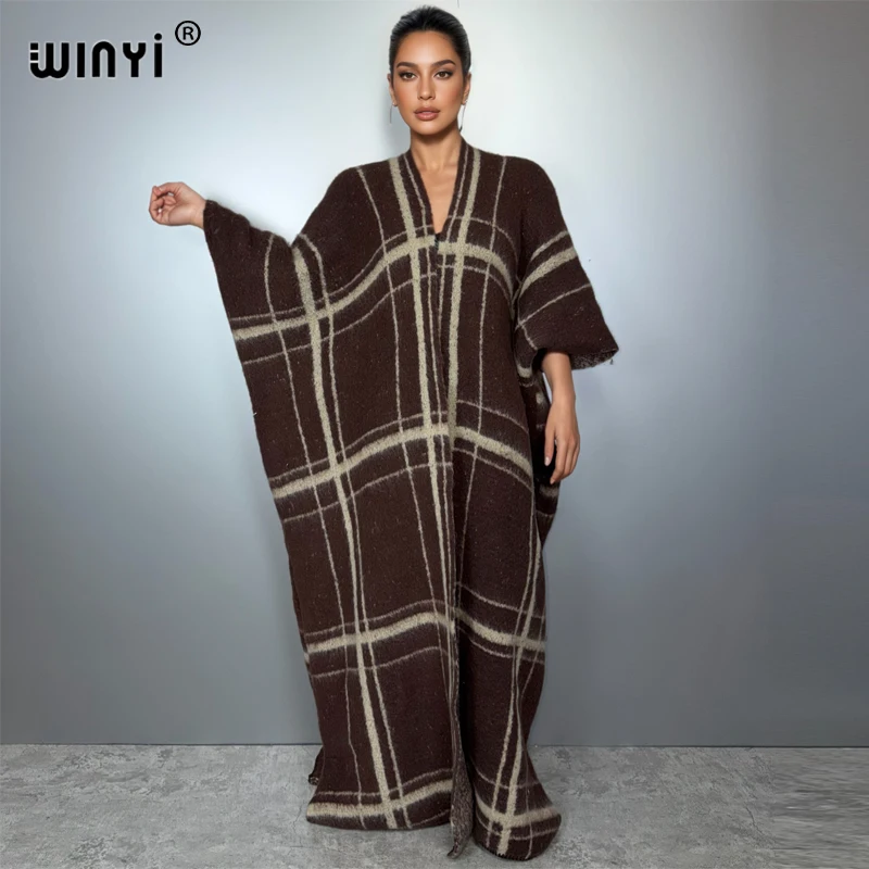 

WINYI зимний кардиган с принтом, женское осеннее пальто, роскошная куртка для женщин, удобное теплое пальто, кафтан, зимняя Абая, Дубай, роскошь