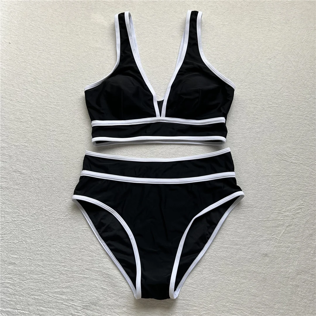 S - XL Sexy V-Ausschnitt, bedruckter Bikini mit hoher Taille, Damen-Badeanzug, zweiteiliges Bikini-Set, Badebekleidung, Badeanzug, Modell V6997. – Detail 21