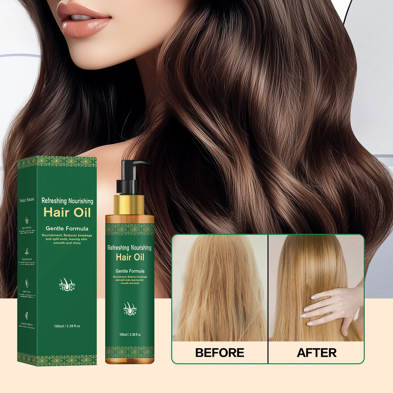 

100ml Revitalizing Nourishing Hair Oil for Damaged Hair Reduces Breakage & Split Ends Add Shine Softness Hair Care Essential Oil