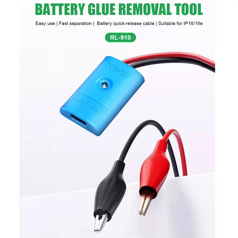 

Быстросъемный аккумуляторный кабель Relife RL-910, 27 В, безопасный разряд со смарт-чипом Type-C, без остатков для быстрого удаления клея IP16/16e