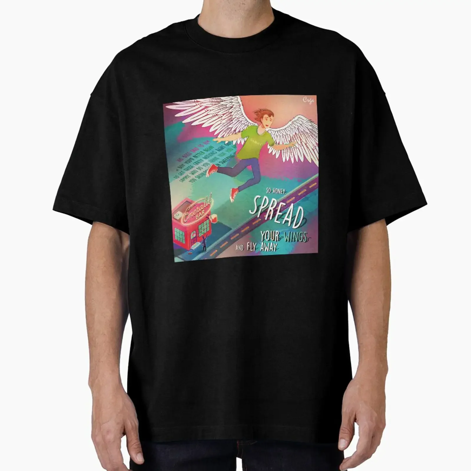 Spread Your Wings designed and sold by Crga Queen Art vintage Washed fashion Soft graphic Slightly Unisex Versatile streetwear