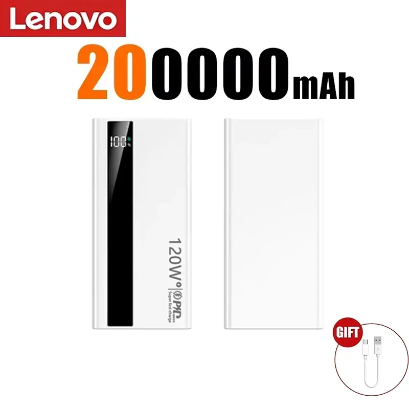 Lenovo Nieuwe 500000mAh Ultra Grote Capaciteit 3C Power Bank 120W Snel Opladen Draagbare Digitale Display Powerbank Voor iPhone Samsung