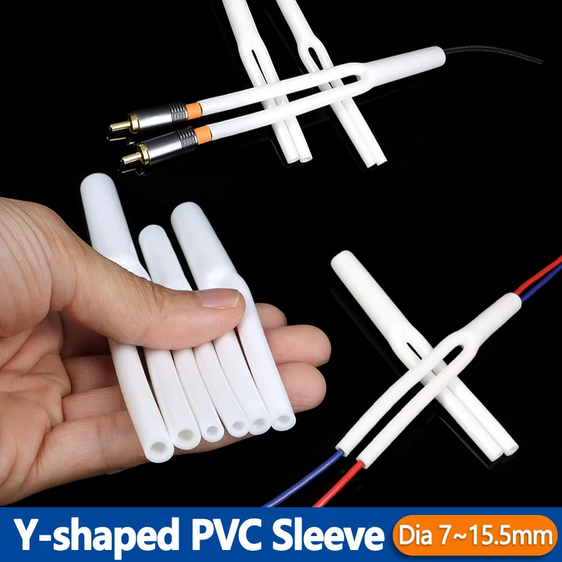 2-100pcs White Black 7~15.5mm PVC Wire Splitter Sleeve Y-shaped No Shrinkable Speaker Audio Cable Pants Boots