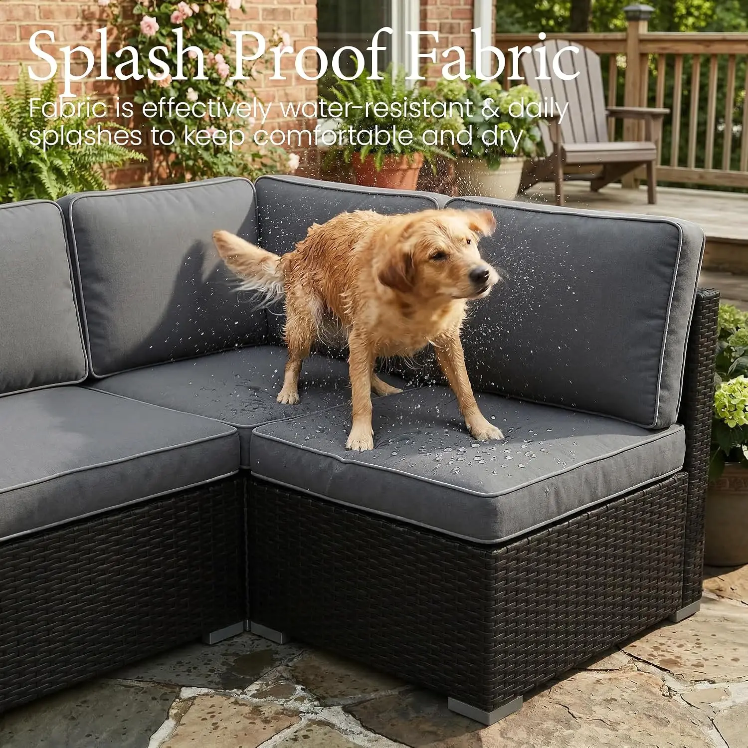 Outdoor Patio Sectional Sofa Set with 44