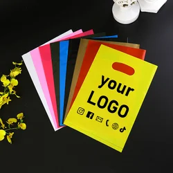 100pcs Colorful Buckle Clothing Packaging Bags for Holiday Party Gift Packaging, Custom Logo Support