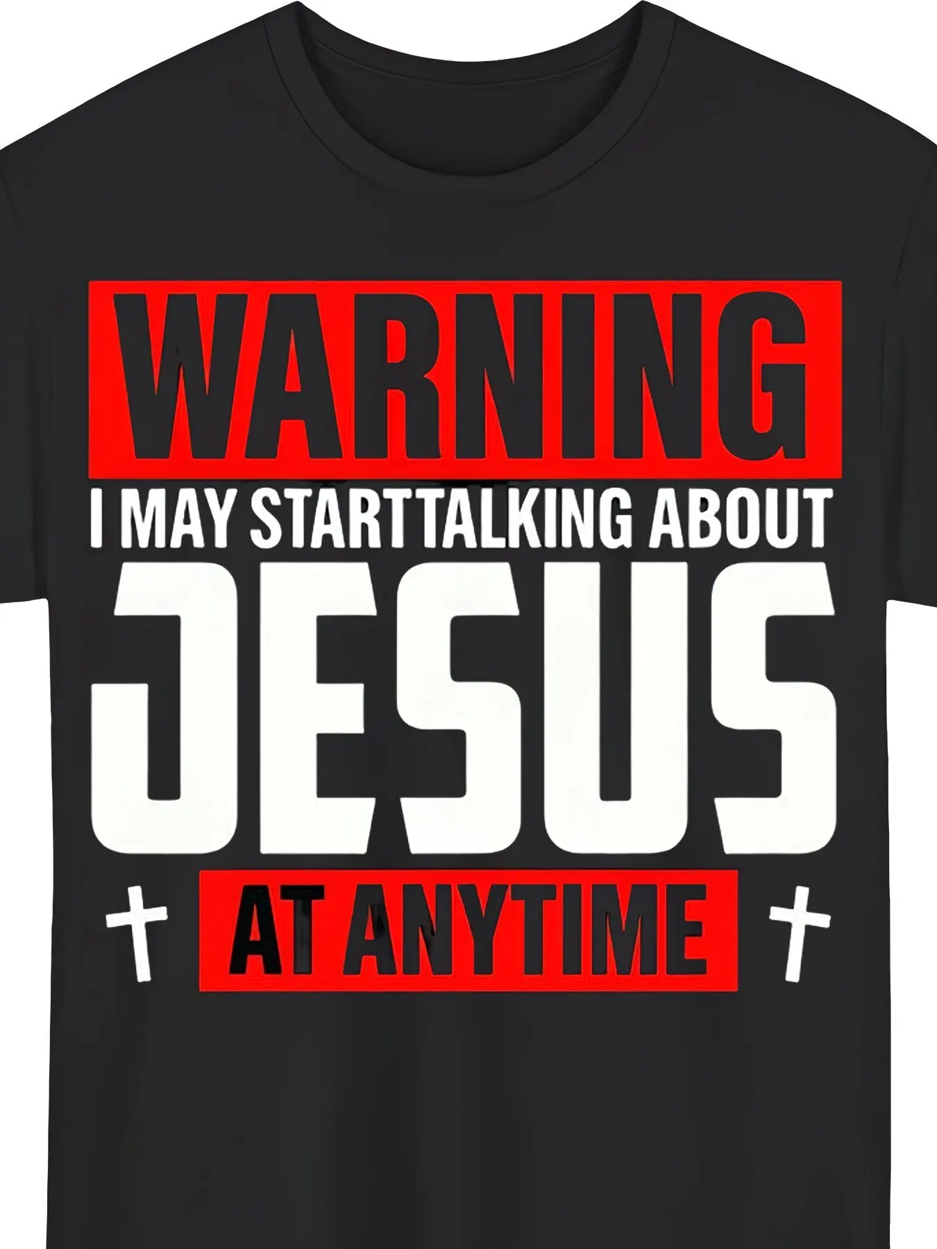 Men'S Fun Christian Faith T-Shirt Warning I May Start Talking about Anything at Any Time Bold Red And Pattern Soft Breathable Crew Neck Short Sleeve T-Shirt Casual, Faith Clothing, Comfort, Plus Size