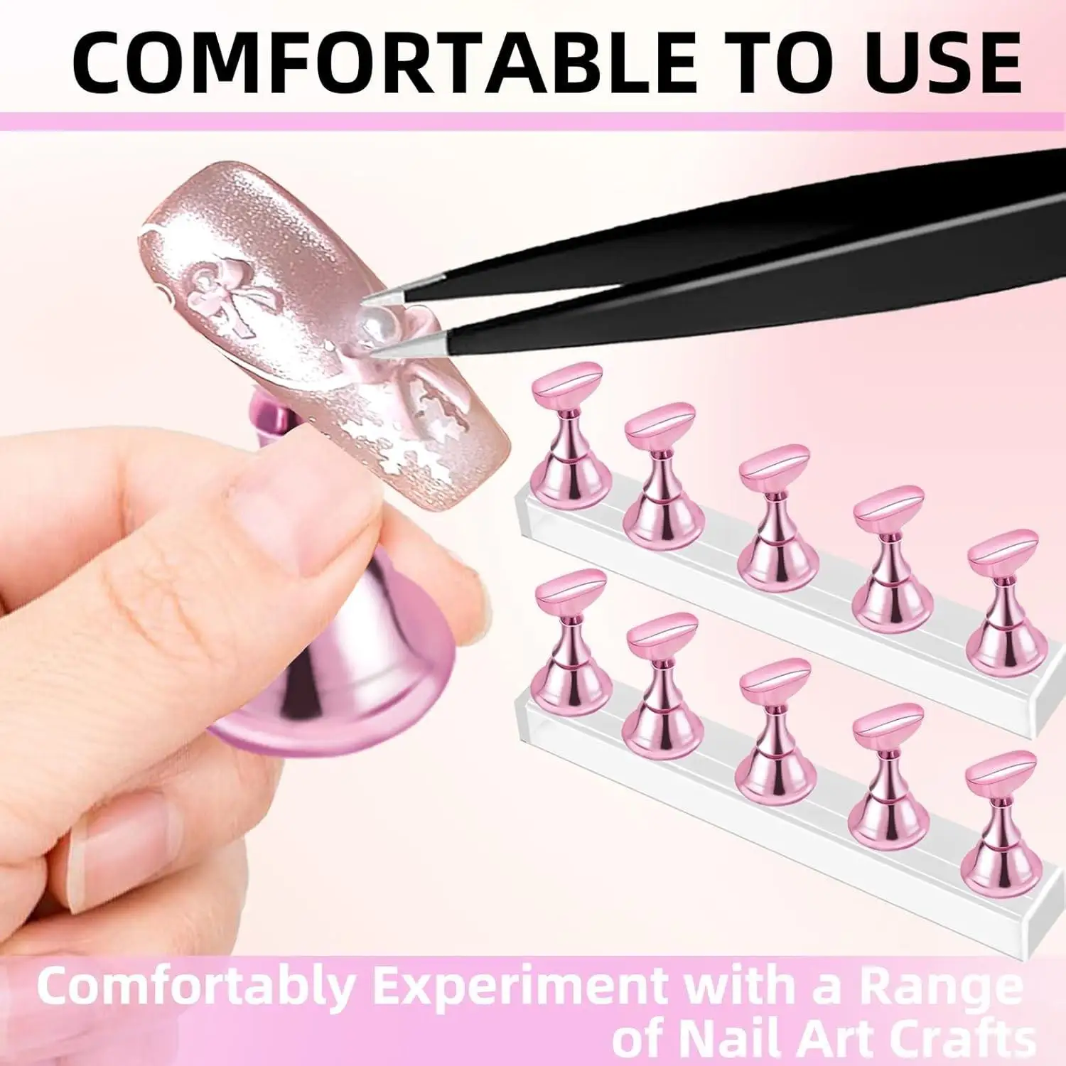2er-Set Nagelständer mit 100 Stück doppelseitigem Klebeband, Press-on-Nagelständer zum Malen, Nagelkunst-Display, Zubehör für den Heim-DIY-Salon – Detail 5