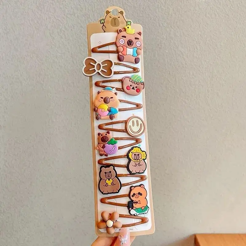 مجموعة مكونة من 10 شرائح شعر صغيرة شفافة على شكل كابيبارا للفتيات والنساء، زينة شعر للأطفال، مشبك غرة جانبي #6