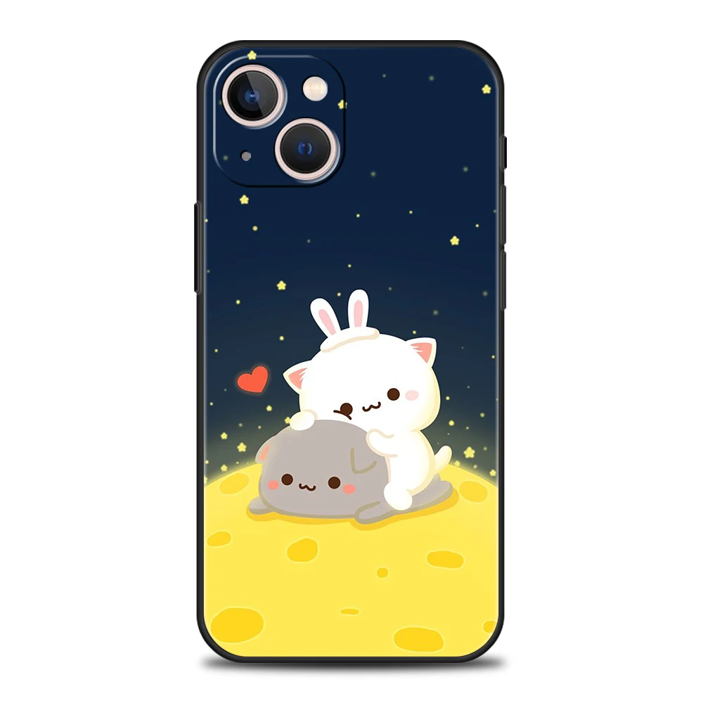 Peach And Goma Cat Phone Case Cover for iPhone 16 15 14 13 12 Pro Max XR XS 11 7 8 Plus Shockproof  Silicone Fundas Shell Capas