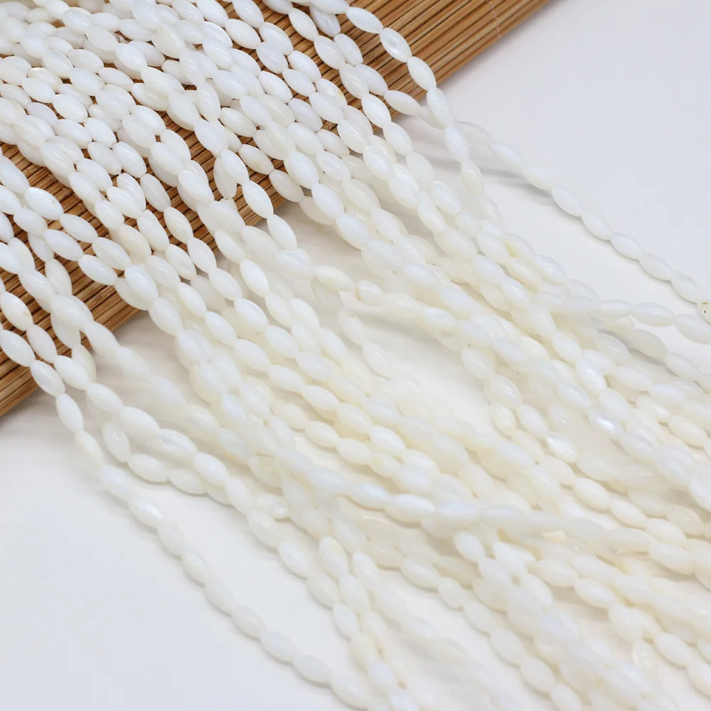 4x8mm White Rice-shaped Natural Freshwater Shell Semi-finished Beads for Jewelry Making DIY Necklace Bracelet Accessories 36cm