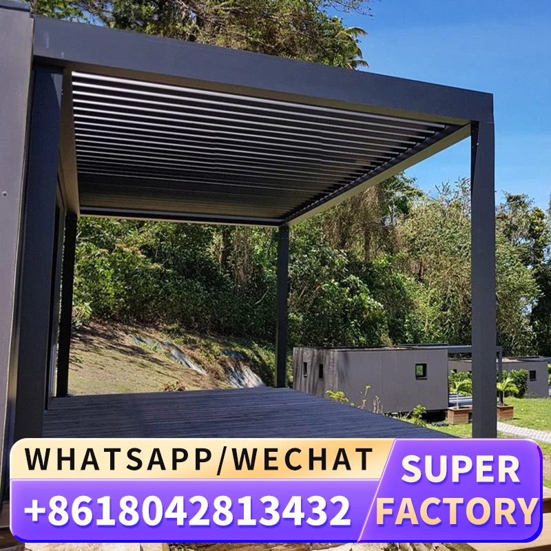 YST Retractable Aluminum Outdoor Canopy Awning Waterproof Roof Electric Garden Pergola PVC Automatic Folding Telescopic