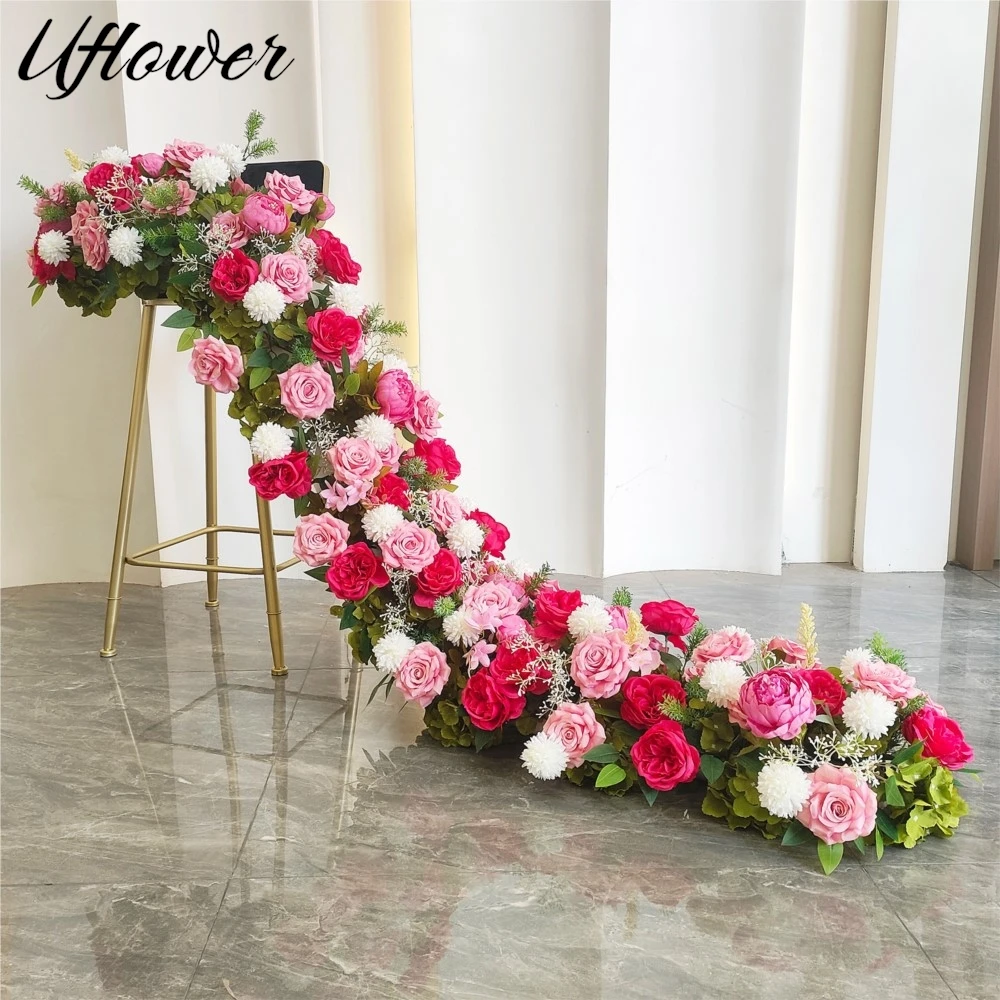 Uflower روز زهرة الكوبية صف ديكور الزفاف خلفية قوس مأدبة الجدول عداء ترتيب الأزهار نافذة عرض الحدث الدعائم