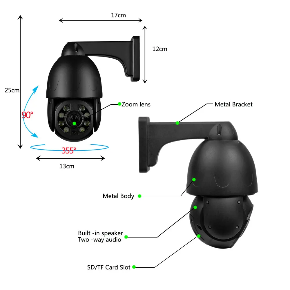 3G 4G SIM Card 4K 8MP Telecamera IP di sorveglianza di sicurezza wireless Wifi PTZ Dome Zoom 30X Tracciamento automatico Audio bidirezionale IR/LED a colori