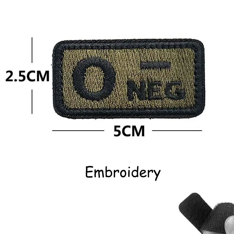 1/2 Stück, A B AB O POS-NEG Blutgruppen-Abzeichen, Stoffapplikation, Stickerei, Klettverschluss-Patches, militärischer taktischer Patch für Rucksäcke