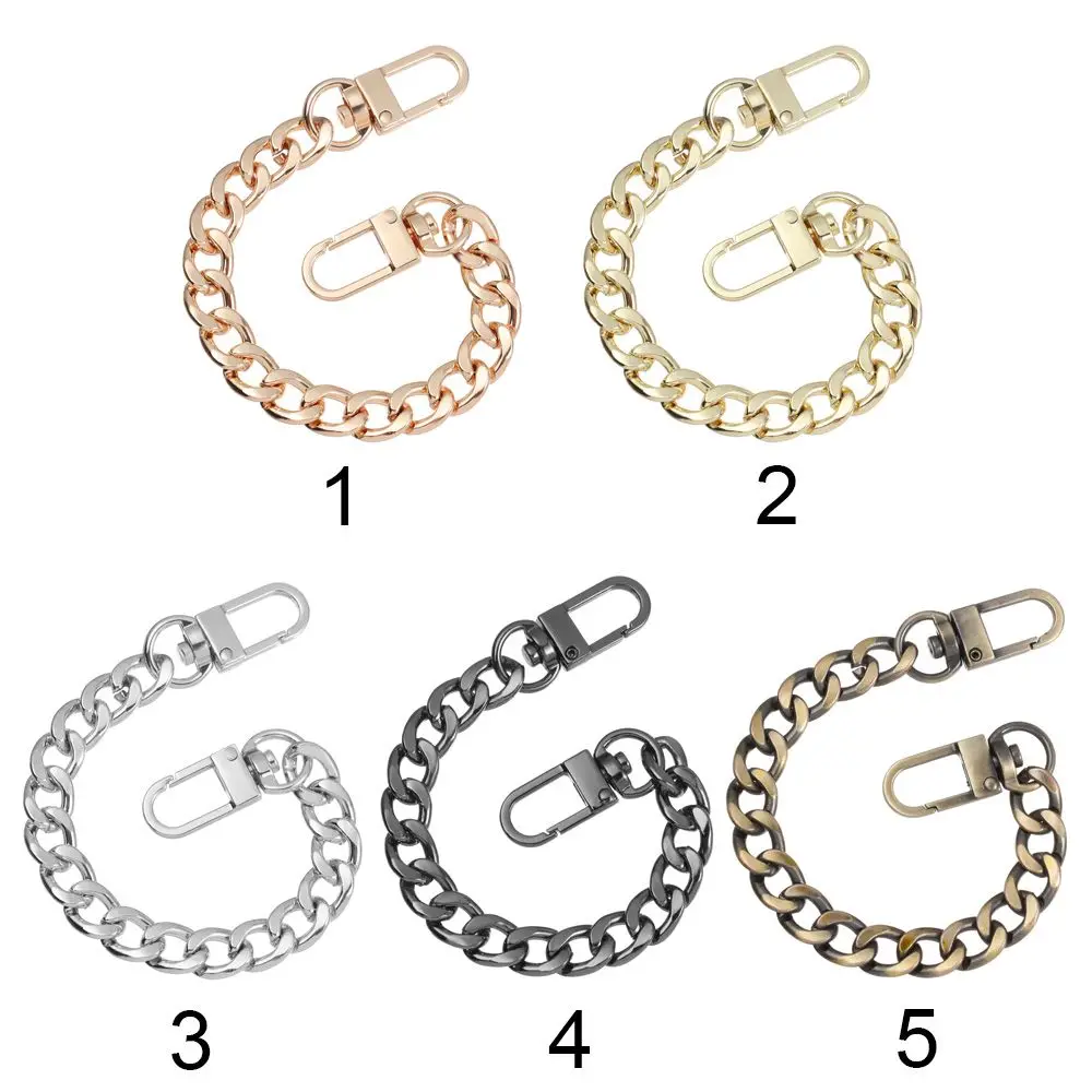 Mini Purse Chain Extender Handbag Accessory with Metal Buckle DIY Metal Flat Chain for Messenger Bag Purse Strap