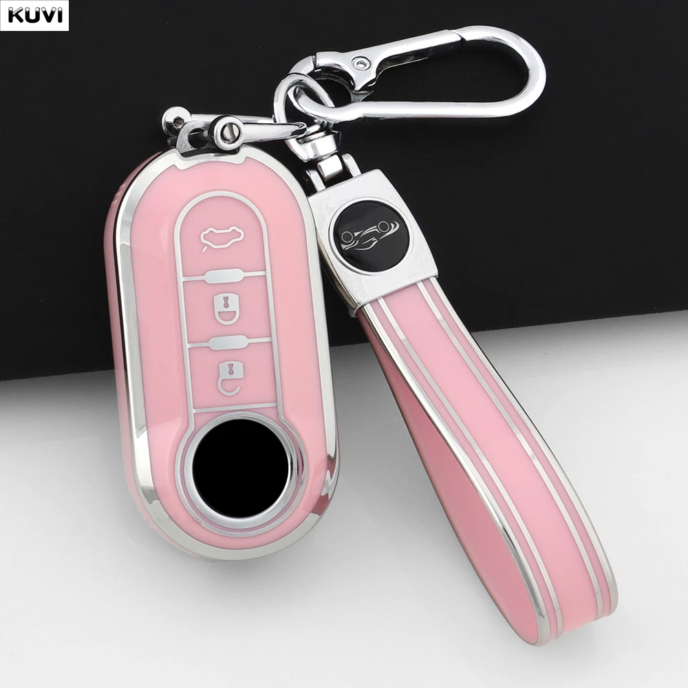 

For Fiat 500 Ducato Panda 500L Punto Lancia Musa For Citroen Jumper For Peugeot Boxer Fashion TPU Car Key Case Cover Keychain