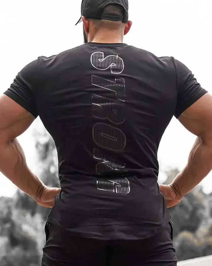 Męskie koszulki koszulka uwydatniająca mięśnie dla mężczyzn trening treningowy ćwiczenia koszulki kulturystyka Streetwear mężczyźni odzież — zdjęcie 6