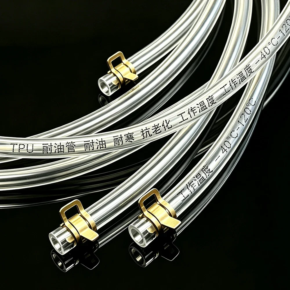 TPU Clear Fuel Hose With Galvanize Clamps Corrosion Oil Resistant Tube Diesel Hose ID 4mm~16mm For Engine Oil Transfer
