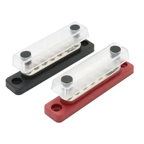 A Pair Terminal Blocks 12V 24V M10 Safe Red Black Power Distribution Stud Battery Junction Block Post For Car Truck RV 10 best sales 12v terminal - №10