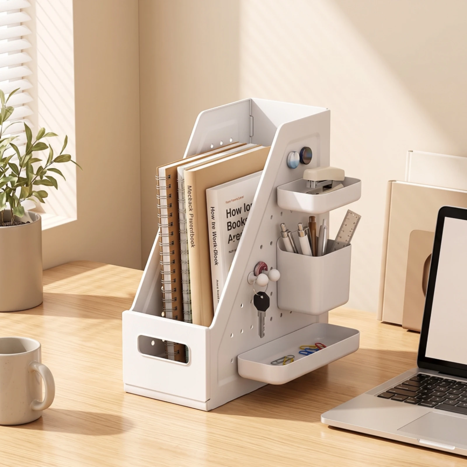 Desktop Organizer with Pegboard Space-Saving Desk Shelf with Pegboard Desktop Organizer Shelf Compact for Students, Study Desks