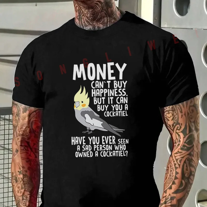 

COCKATIEL Birds Funny Design Motorcycle T-Shirt Men's Summer Casual Fashion Short Sleeve Tshirt Tops Tee