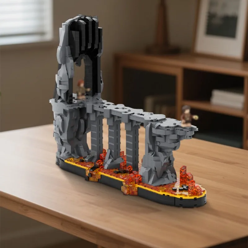 Gobricks MOC The Fires of Mount Doom Building Blocks Model Rings movie scene Architecture Bricks diy Assembled Toy Children Gift
