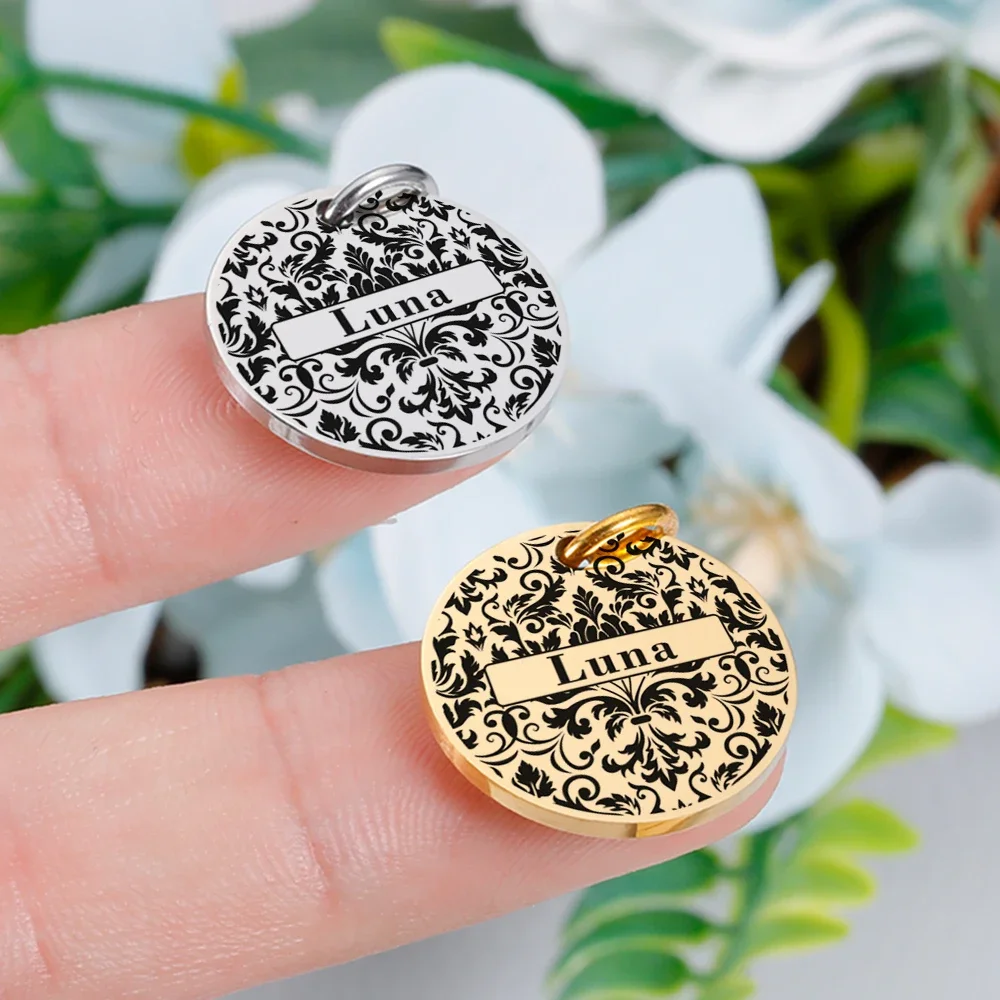 Custom Pet Dog ID Tag Personalized Anti-lost Pet Name Shiny Tags Engraving for Puppy ID Collar Nameplate Pendant for Puppy Dog