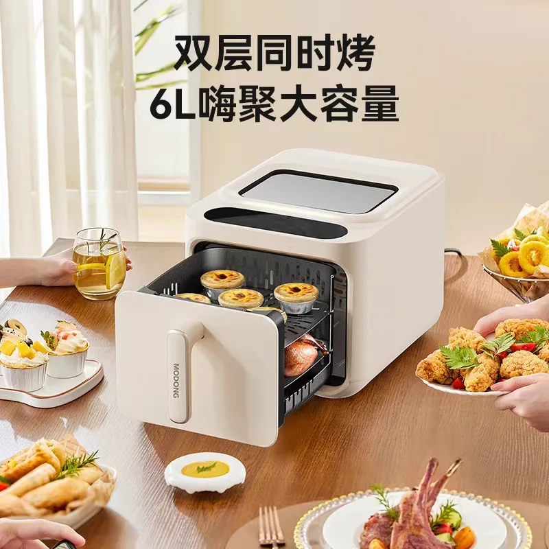 หม้อทอดไร้น้ำมัน Hanshow ยี่ห้อดัง 10 อันดับแรก ความจุ 8 ลิตร ขนาดใหญ่ มองเห็นอาหารได้ ฟังก์ชั่นหลากหลาย Hanshow รุ่นใหม่ อัตโนมัติ