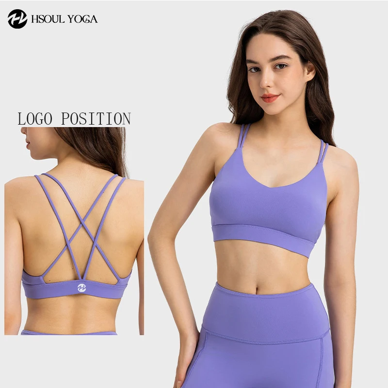 HSOUL YOGA Sexy Yoga Sets with High Waist Side Pocket Yoga Leggings and Cross Hollow back Bare Skin Sensation V-neck Sports Bra