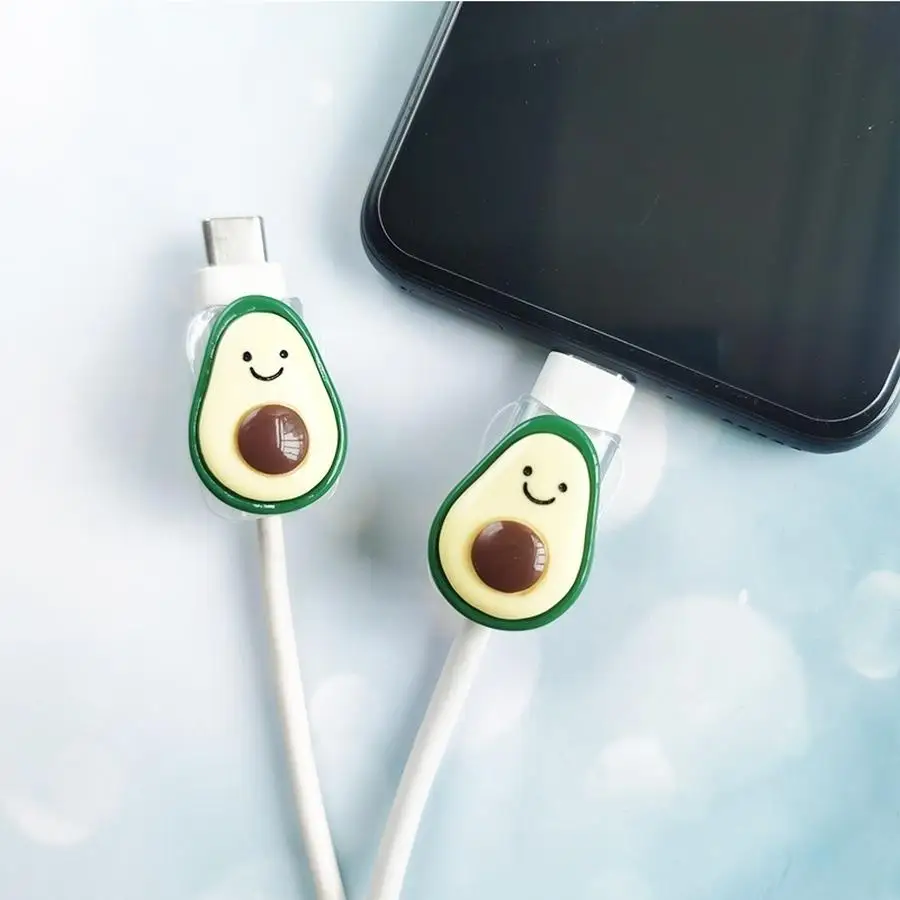 1/5/10/20/50/100pcs /s of Cute Avocado Soft USB Cable Protectors - Suitable for Mobile Accessory Data Cables - Durable, Break-Re