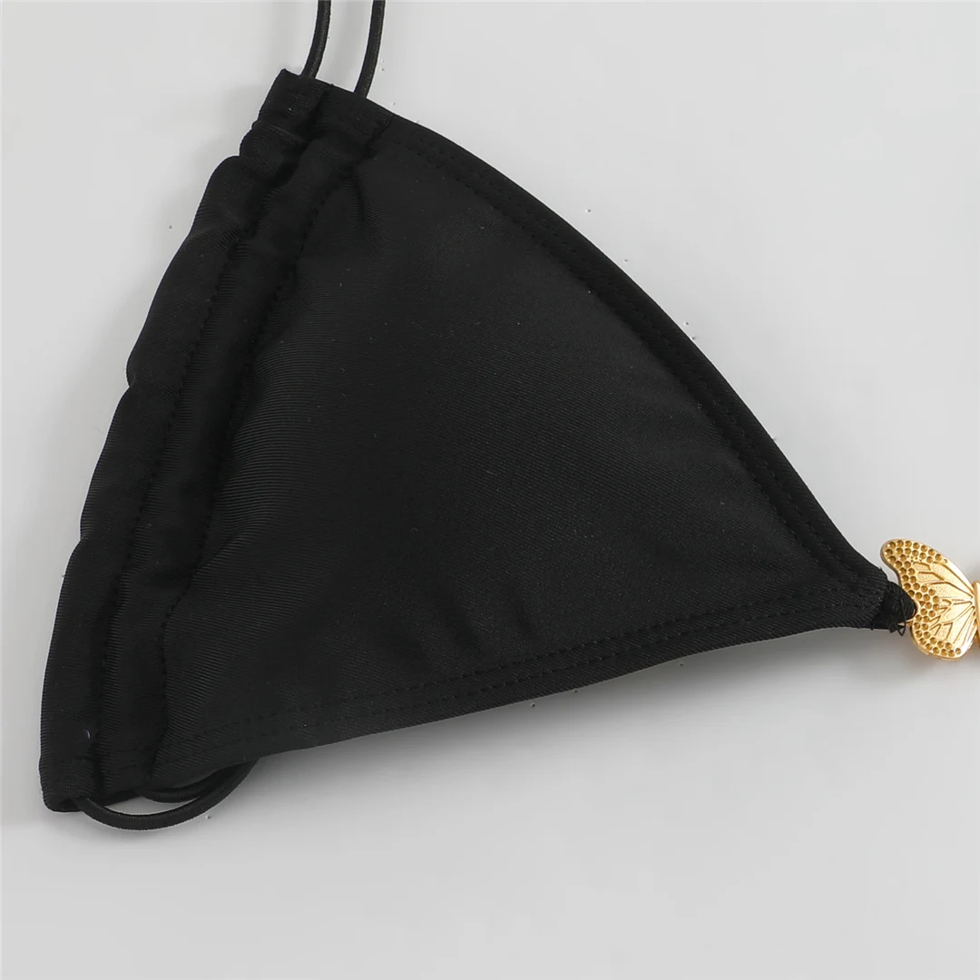 Metall-Schmetterlings-Halterneck-Bikini mit hohem Beinausschnitt, zweiteiliger Damen-Bikini, Badeanzug, Badebekleidung, Badeanzug, Schwimm-Bikini V6460 – Detail 15
