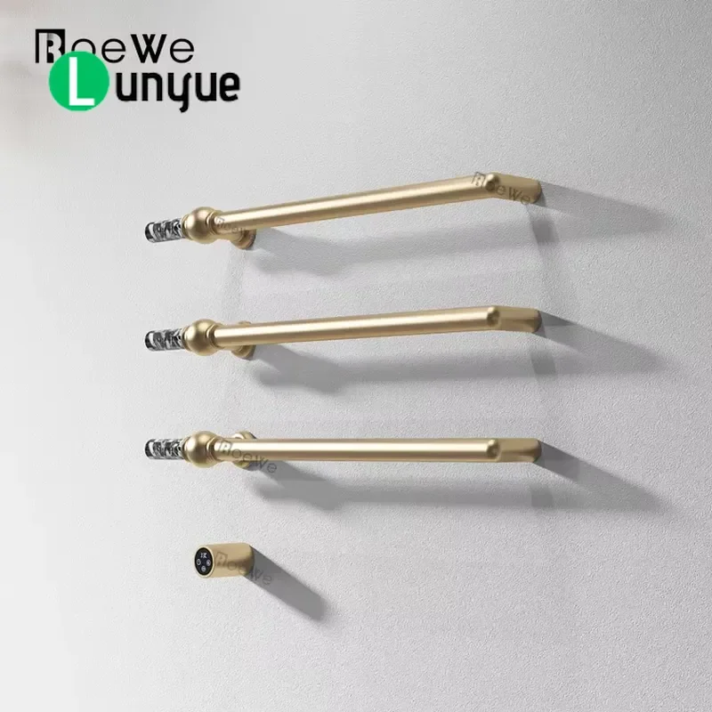 High End All Brass Electric Towel Rack with Thermostat Sterilized Heating Rail for Bathroom Wall Mounted Warm Towel Bar