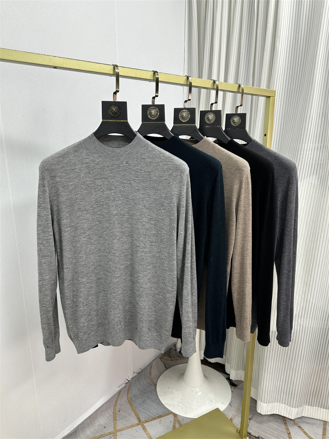 

Men's Pure Wool Knit Sweater Long Sve f High Collar mat Sle Warm Base Layer Autumn Winter ential Casual Wear