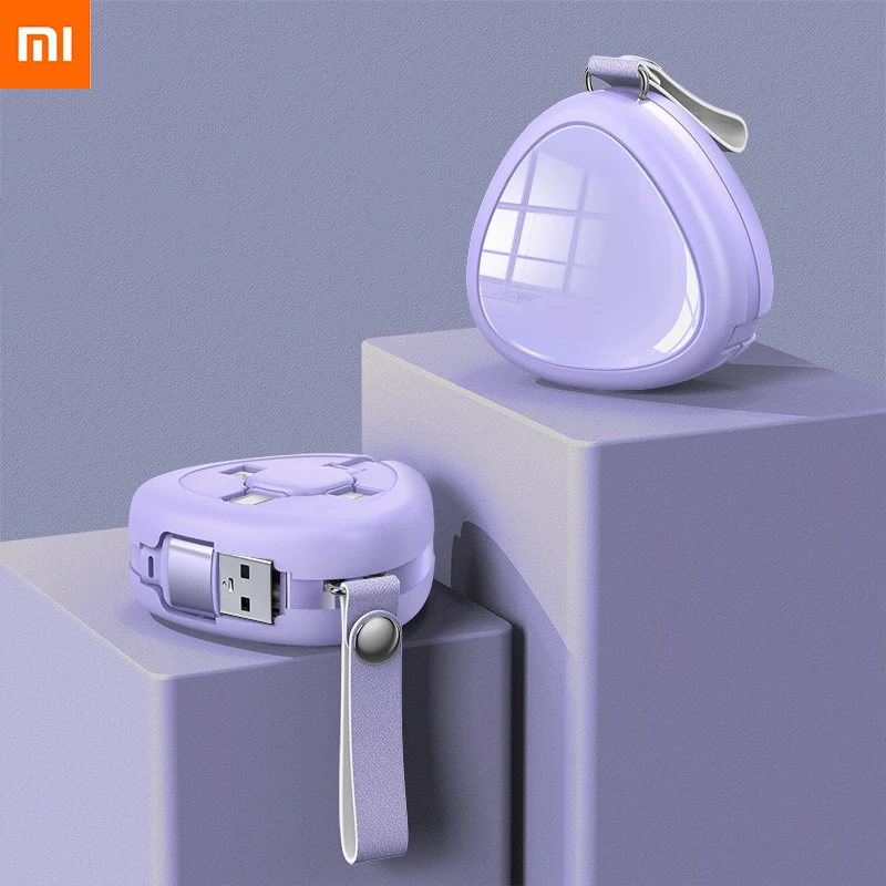 Xiaomi Youpin Heart-Shaped Telescopic Data Cable สำหรับ Android Iphone Huawei รวดเร็วชาร์จ40W สาม-ใน-One ชาร์จสาย