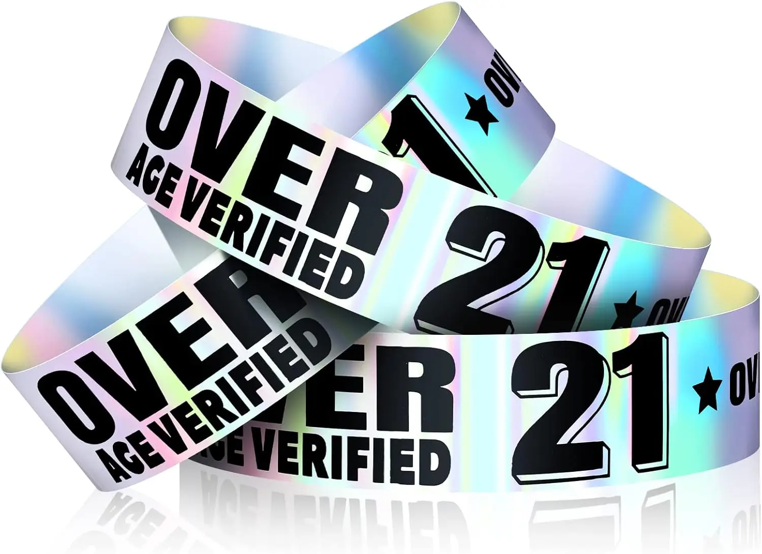 

Holographic Wristbands for Events Concerts Parties, Waterproof Plastic Bracelets, 21 Pack